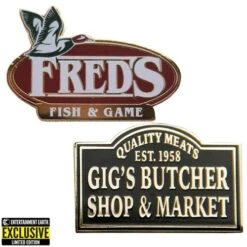 Dexter: New Blood Fred’s Fish And Game & Gig's Butcher Shop Enamel Pin Set - Entertainment Earth Exclusive - Bif Bang Pow!