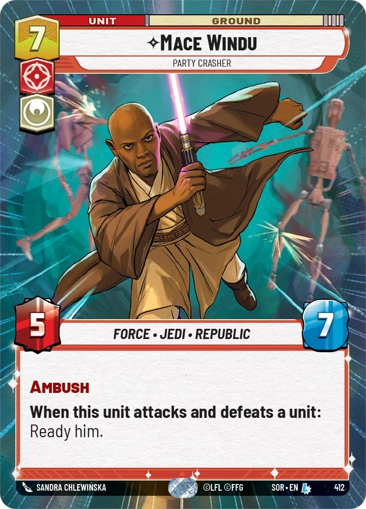 Mace Windu - Party Crasher (Hyperspace) (412) - Spark Of Rebellion - Star Wars: Unlimited 1 Mace Windu - Party Crasher (Hyperspace) (412) - Spark Of Rebellion - Star Wars: Unlimited