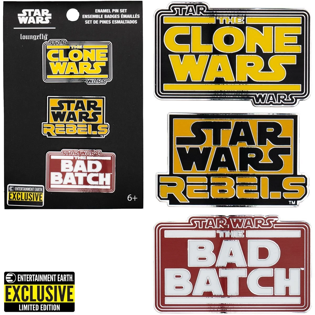 Star Wars Animated Series Enamel Pin 3-Pack - Entertainment Earth Exclusive - Loungefly 1 Star Wars Animated Series Enamel Pin 3-Pack - Entertainment Earth Exclusive - Loungefly