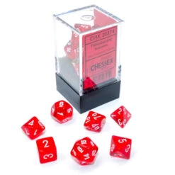 Chessex Translucent Mini Polyhedral 7 Die Set - Red/White - Chessex