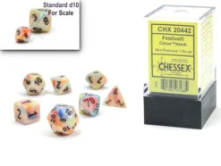 Chessex Festive Mini Polyhedral 7 Die Set - Circus/Black - Chessex