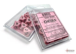 Chessex Opaque Pastel Pink/Black Set Of Ten D10s - Chessex