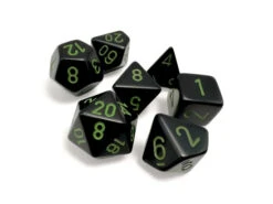 Chessex Opaque Black/Green 7-Die Set - Chessex