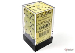 Chessex Opaque 16mm D6 Pastel Yellow/Black Dice Block (12 Dice) - Chessex