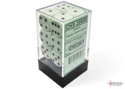 Chessex Opaque 16mm D6 Pastel Green/Black Dice Block (12 Dice) - Chessex