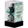 Chessex Marble Polyhedral 7 Die Set - Oxi-copper/White - Chessex