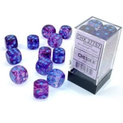 Chessex Nebula Nocturnal/Blue Luminary 16MM D6 Dice Block (12 Dice) - Chessex