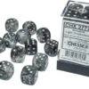 Chessex Borealis Light Smoke/Silver Luminary 16MM D6 Dice Block (12 Dice) - Chessex