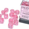 Chessex Borealis Pink/Silver Luminary 16MM D6 Dice Block (12 Dice) - Chessex