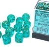 Chessex Borealis Teal/Gold Luminary 16MM D6 Dice Block (12 Dice) - Chessex