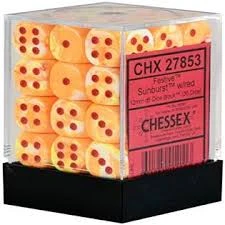 Chessex Festive Sunburst/Red 12MM D6 Dice Block (36 Dice) - Chessex