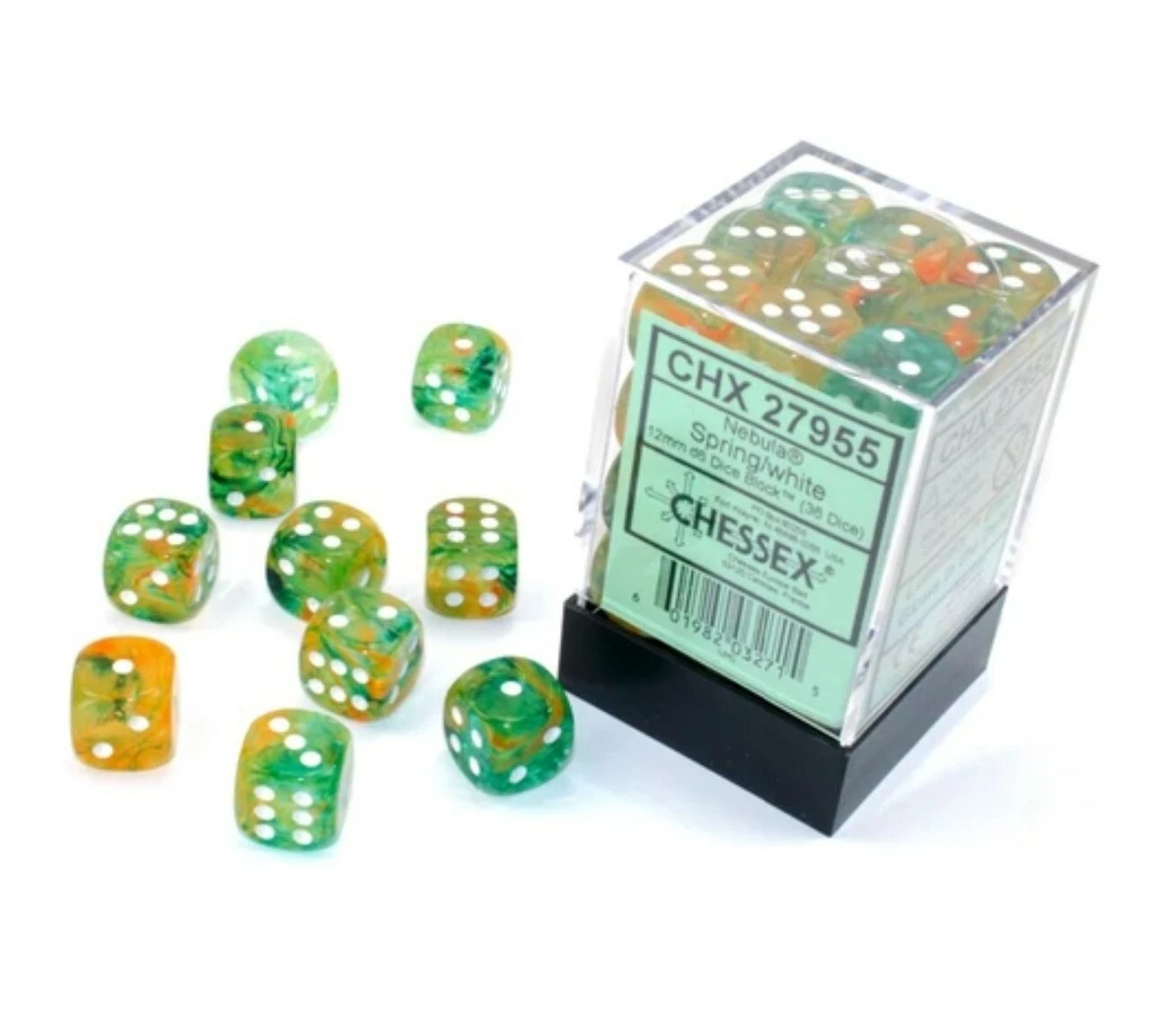 Chessex Nebula Spring/White Luminary 12MM D6 Dice Block (36 Dice) - Chessex 1 Chessex Nebula Spring/White Luminary 12MM D6 Dice Block (36 Dice) - Chessex