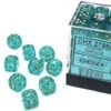 Chessex Borealis Teal/Gold Luminary 12MM D6 Dice Block (36 Dice) - Chessex