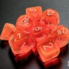 Chessex Translucent Neon Orange/White 7-Die Set With Bonus Die - Chessex