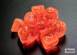 Chessex Translucent Neon Orange/White 7-Die Set With Bonus Die - Chessex