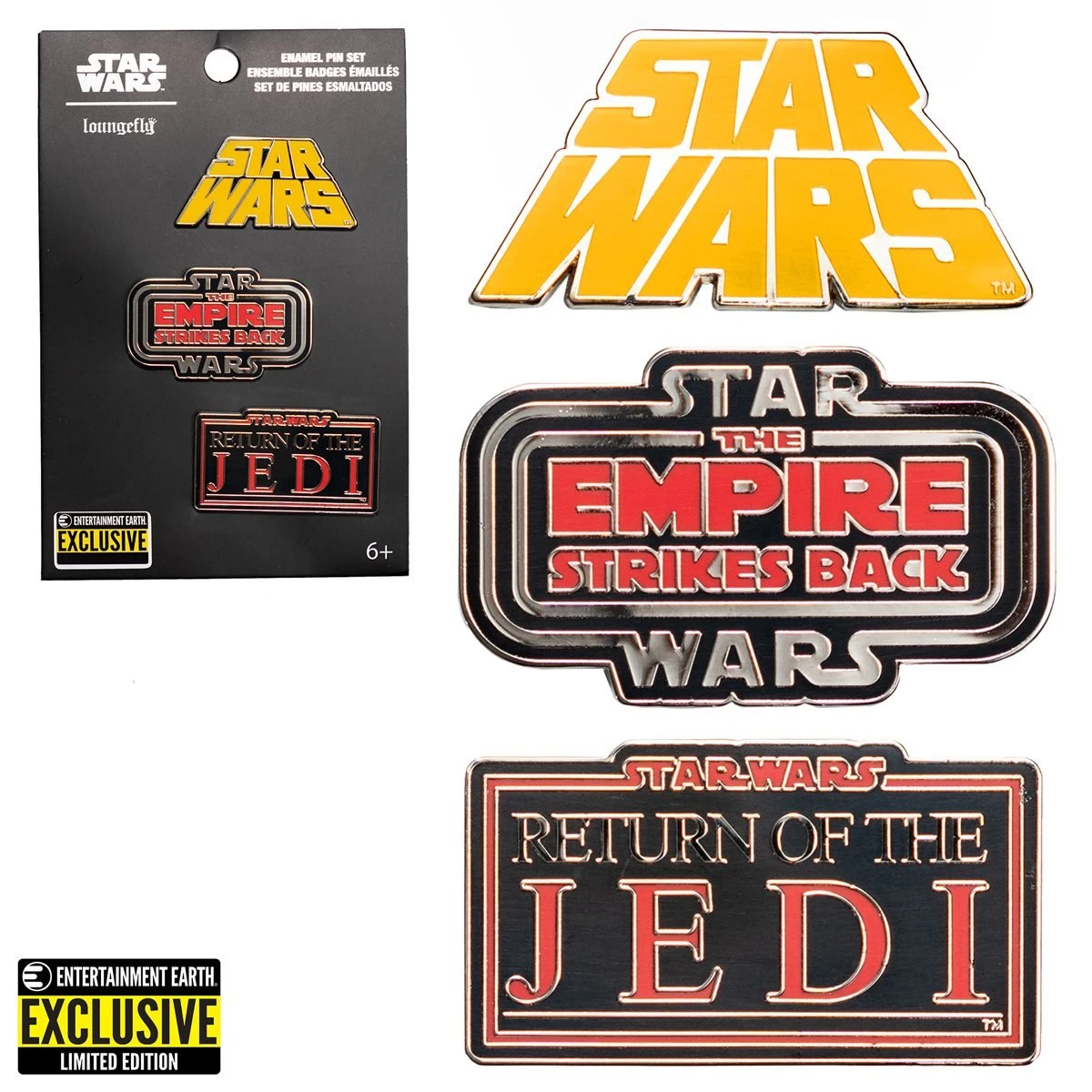 Star Wars Original Trilogy Enamel Pin 3-Pack - Entertainment Earth Exclusive - Loungefly 1 Star Wars Original Trilogy Enamel Pin 3-Pack - Entertainment Earth Exclusive - Loungefly