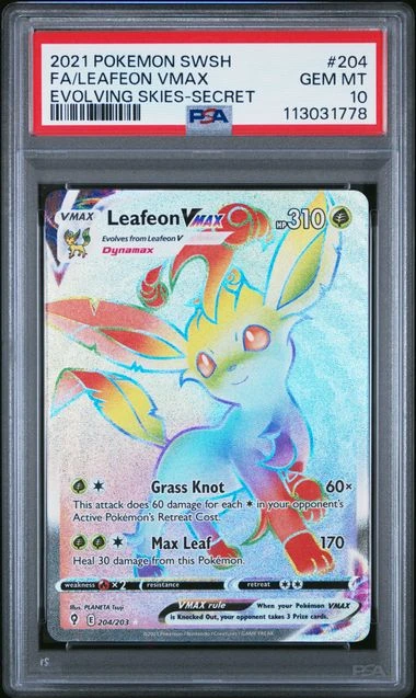 POKEMON Leafeon VMAX Evolving Skies 204/203 PSA 10 - Pokémon 1 POKEMON Leafeon VMAX Evolving Skies 204/203 PSA 10 - Pokémon